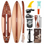 Tavola SUP da touring con pagaia Skatinger Waverider marrone chiaro – Naturale, liscia e senza tempo