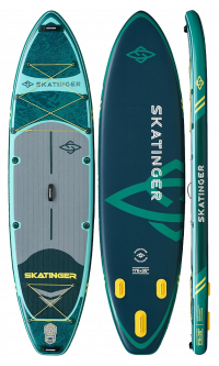 Tavola SUP da touring Skatinger Fishing Green con pagaia – Robusta, stabile ed esplorativa