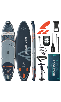 Tavola SUP da touring con pagaia Skatinger grigia per la pesca – Stabile, versatile e avventurosa