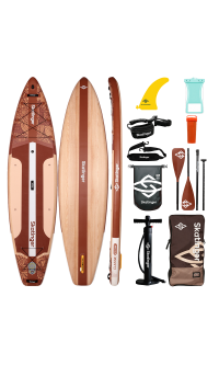 Tavola SUP da touring con pagaia Skatinger Waverider marrone chiaro – Naturale, liscia e senza tempo