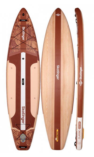 Tavola SUP da touring con pagaia Skatinger Waverider marrone chiaro – Naturale, liscia e senza tempo